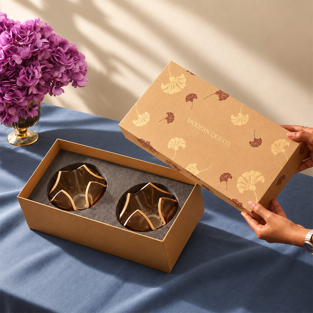 Tulipe Candle Holder 2-piece Gift Set - Brown