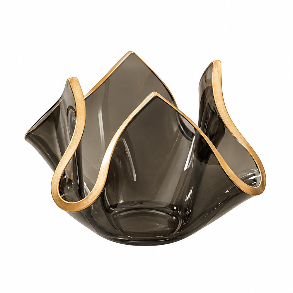 Tulipe Glass Candle Holder Small - Black Gold