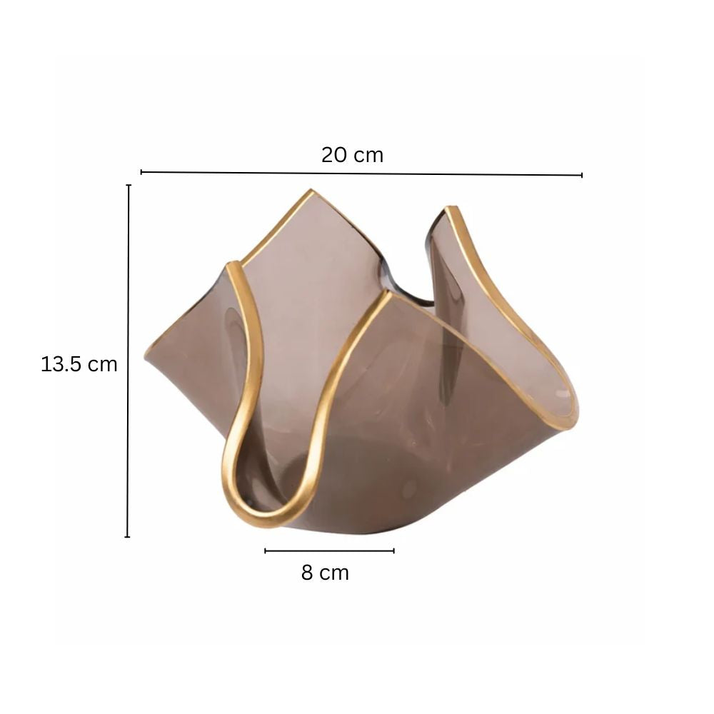 Tulipe Glass Candle Holder Large - Brown Gold