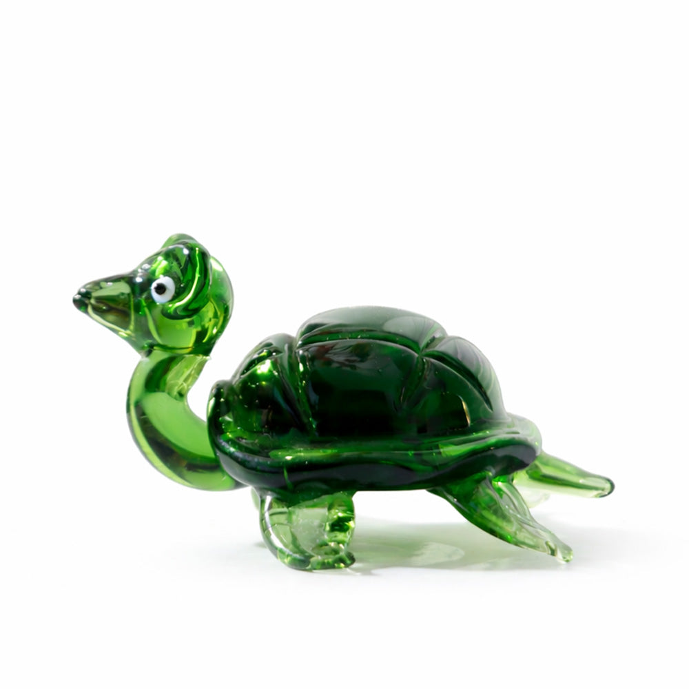 Turtle Glass Sculpture Mini - Forest Green