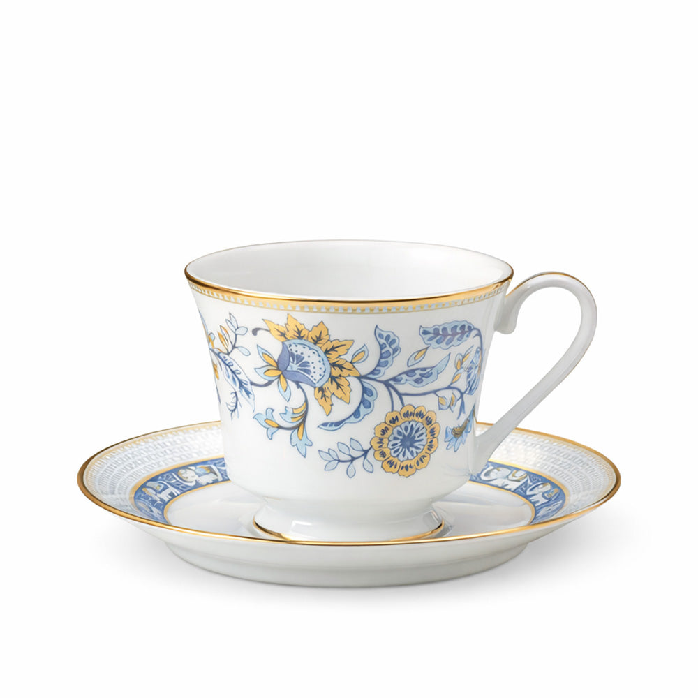 Tusker Porcelain Cup & Saucer, Set of 6 - Blue