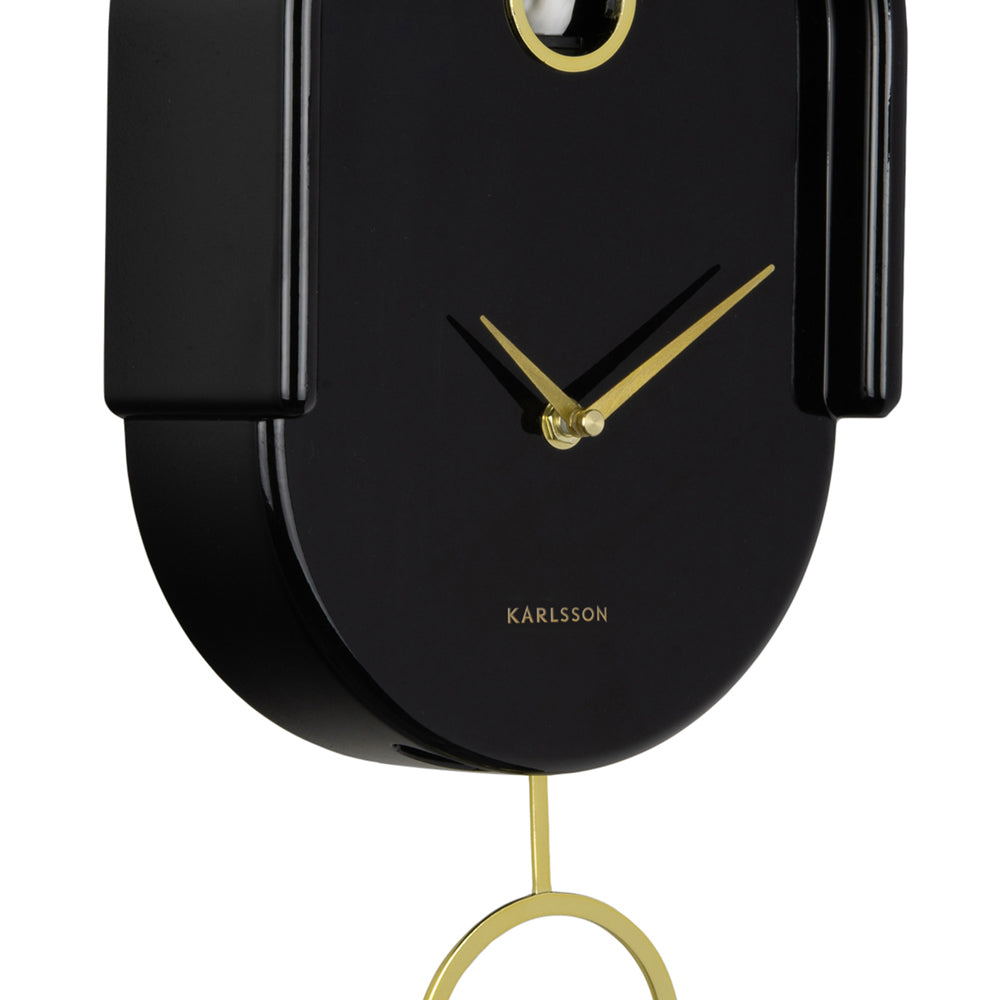 Tweet Wall Clock With Pendulum - Black