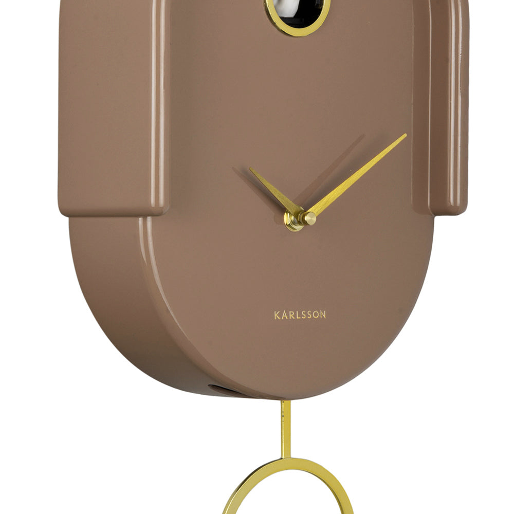 Tweet Wall Clock With Pendulum - Mocha Brown
