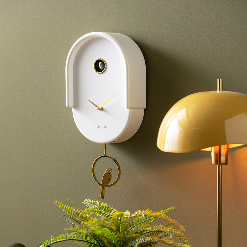 Tweet Wall Clock With Pendulum - White