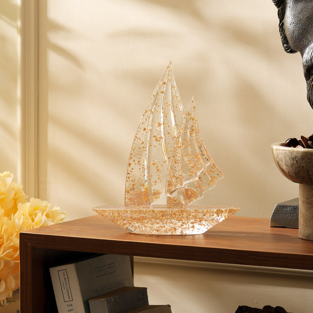 Twin Sails Sculpture Medium - Speckled Gold