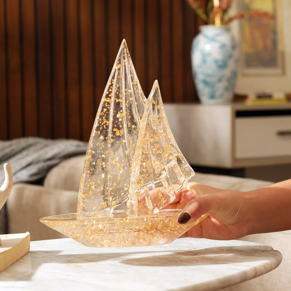 Twin Sails Sculpture Medium - Speckled Gold