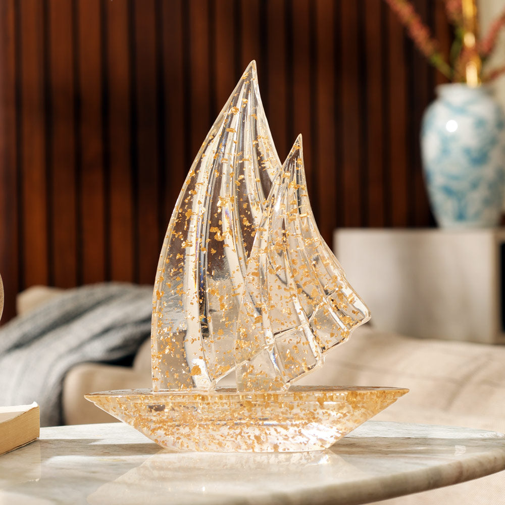 Twin Sails Sculpture Medium - Speckled Gold