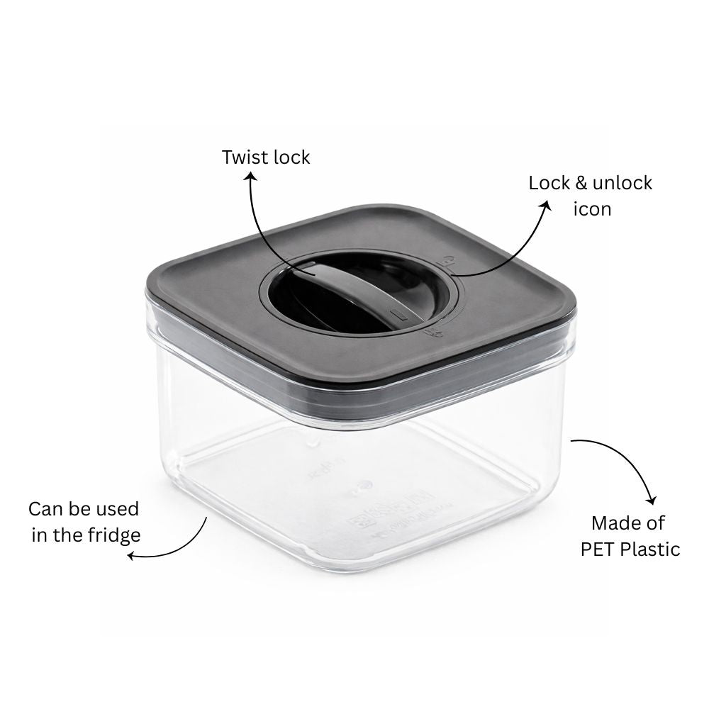 Twist Lock Storage Jar 500ml - Black