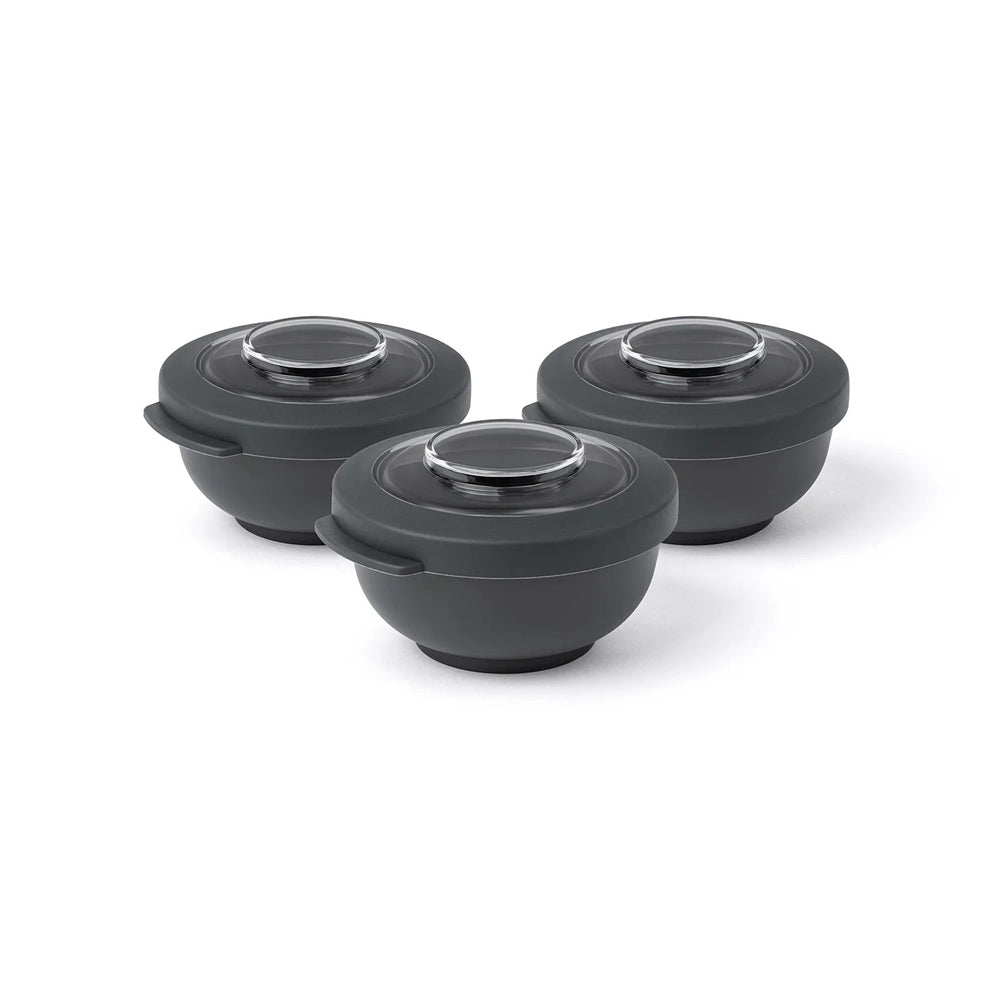 Tylla Storage Bowls with Lid 200ml, Set of 3 - Charcoal Grey