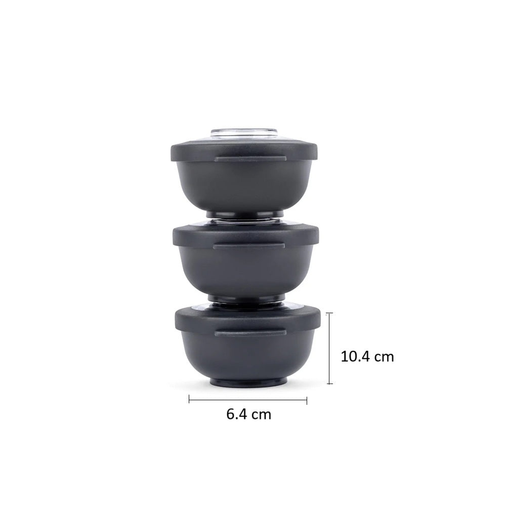 Tylla Storage Bowls with Lid 200ml, Set of 3 - Charcoal Grey