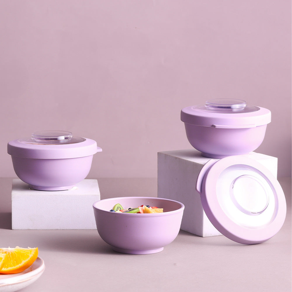 Tylla Storage Bowls with Lid 200ml, Set of 3 - Lavender