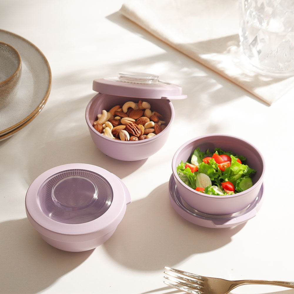 Tylla Storage Bowls with Lid 200ml, Set of 3 - Lavender