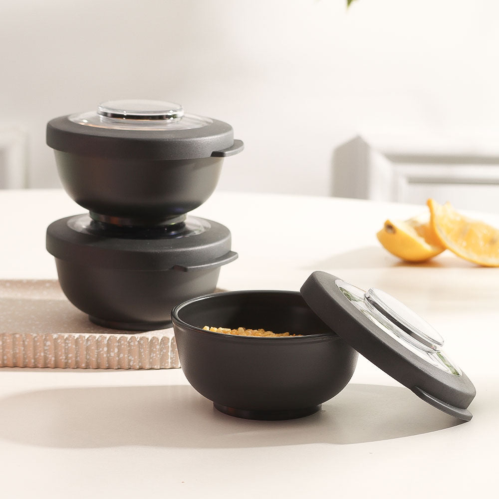 Tylla Storage Bowls with Lid 200ml, Set of 3 - Charcoal Grey