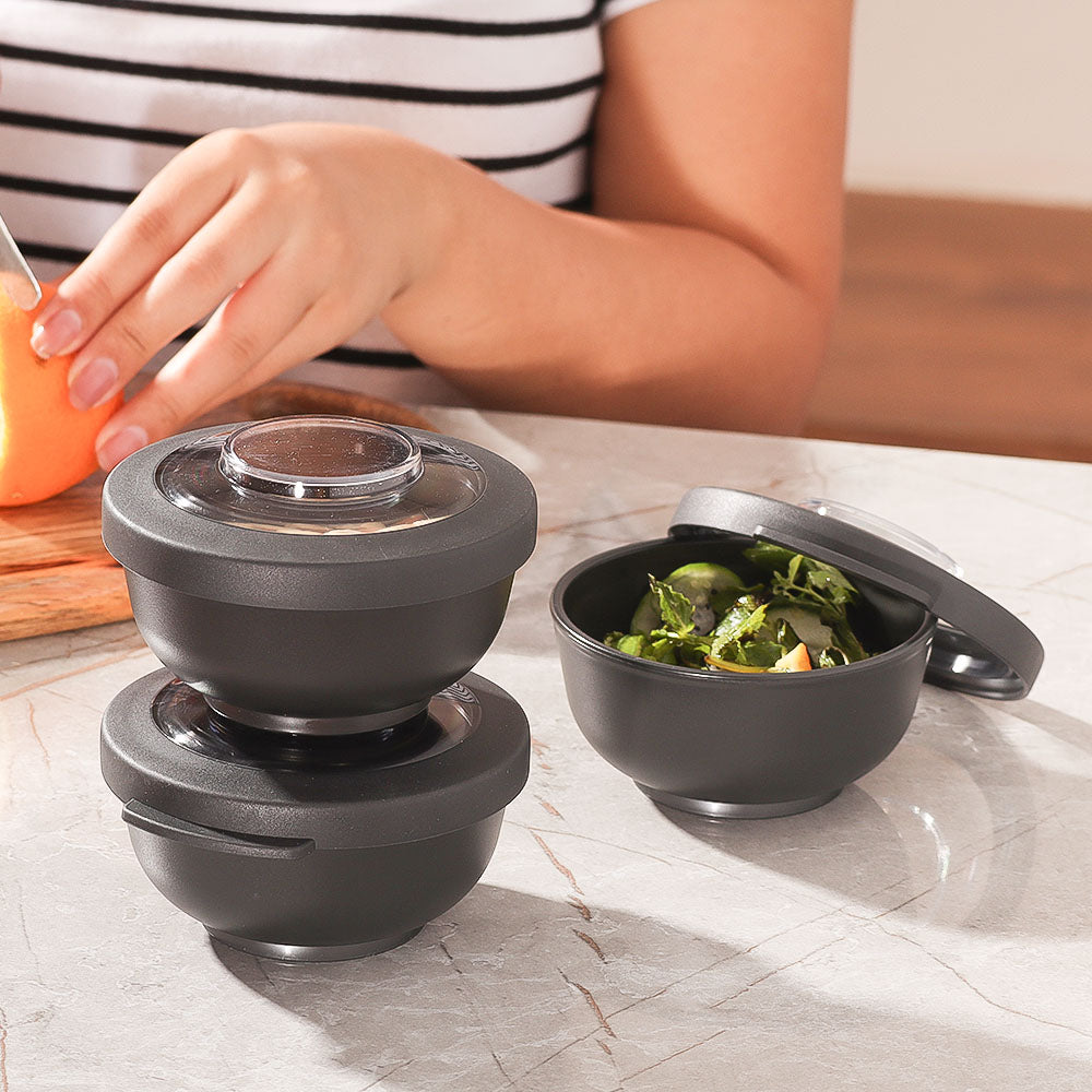 Tylla Storage Bowls with Lid 200ml, Set of 3 - Charcoal Grey