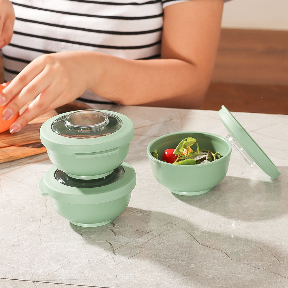 Tylla Storage Bowls with Lid 200ml, Set of 3 - Sage Green