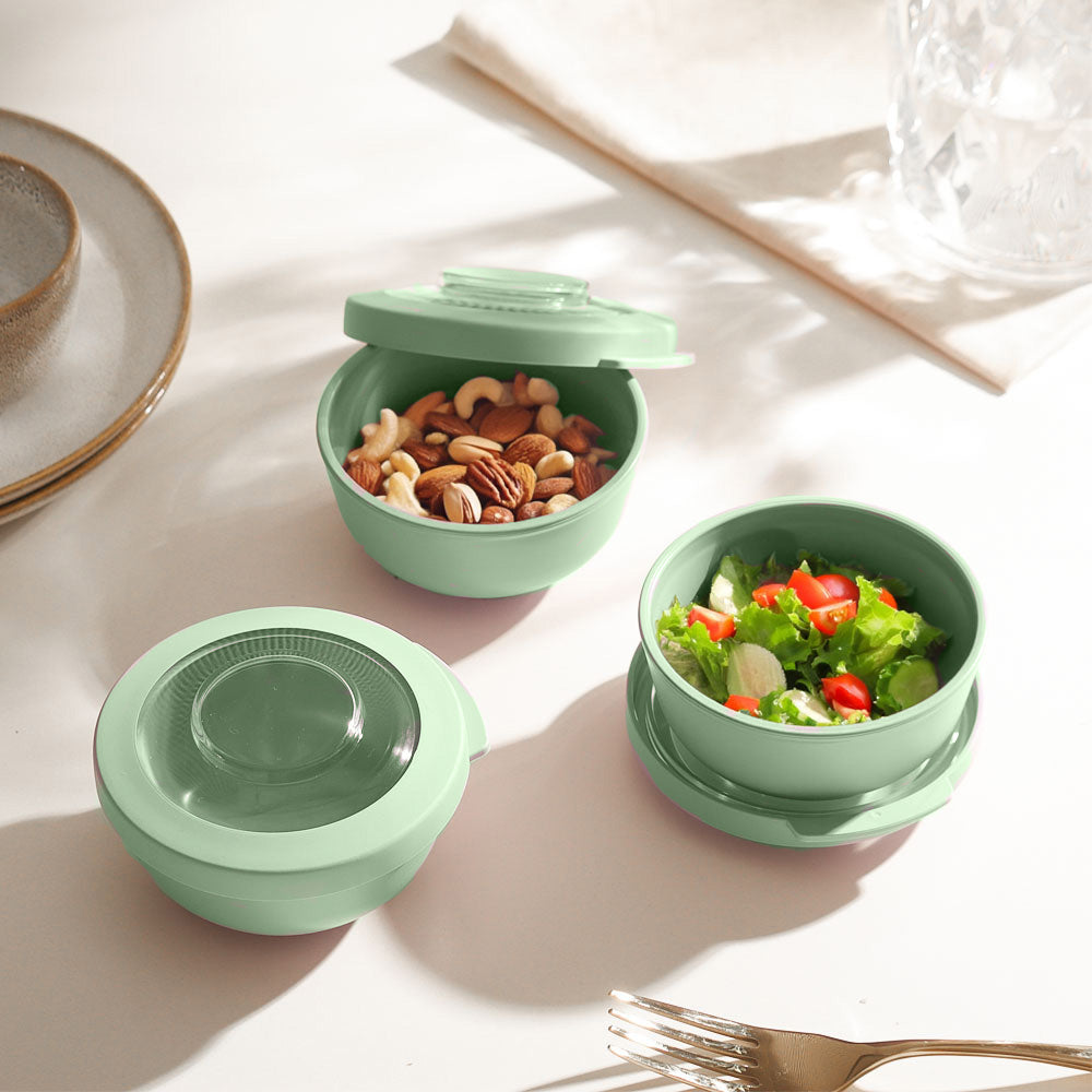 Tylla Storage Bowls with Lid 200ml, Set of 3 - Sage Green