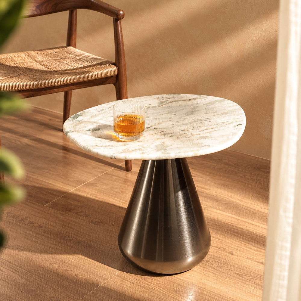 Umbria Marble & Iron Side Table Medium - Cloudy Gunmetal