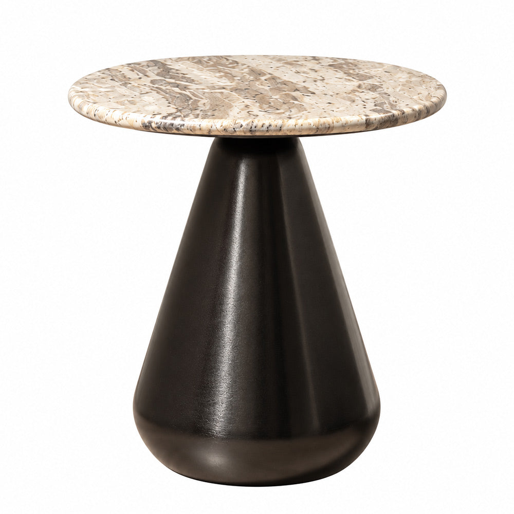 Umbria Marble & Iron Side Table Short - Cloudy Gunmetal