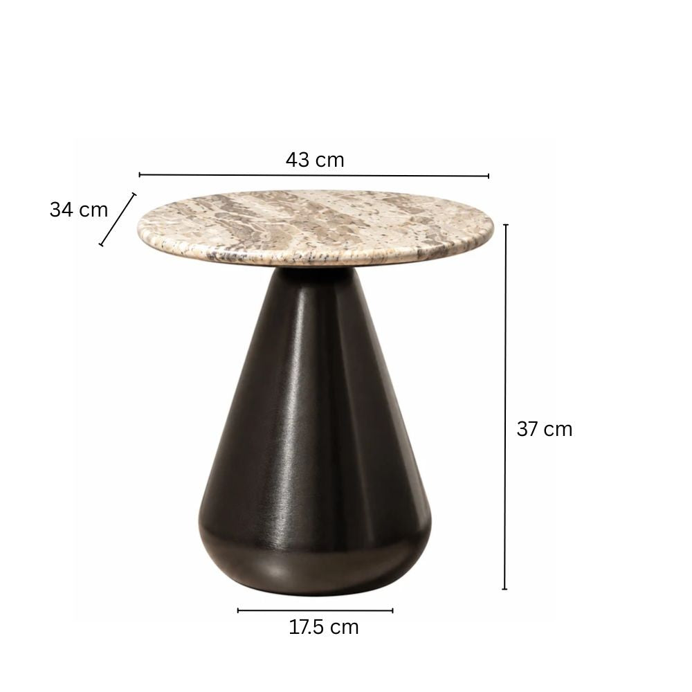 Umbria Marble & Iron Side Table Short - Cloudy Gunmetal