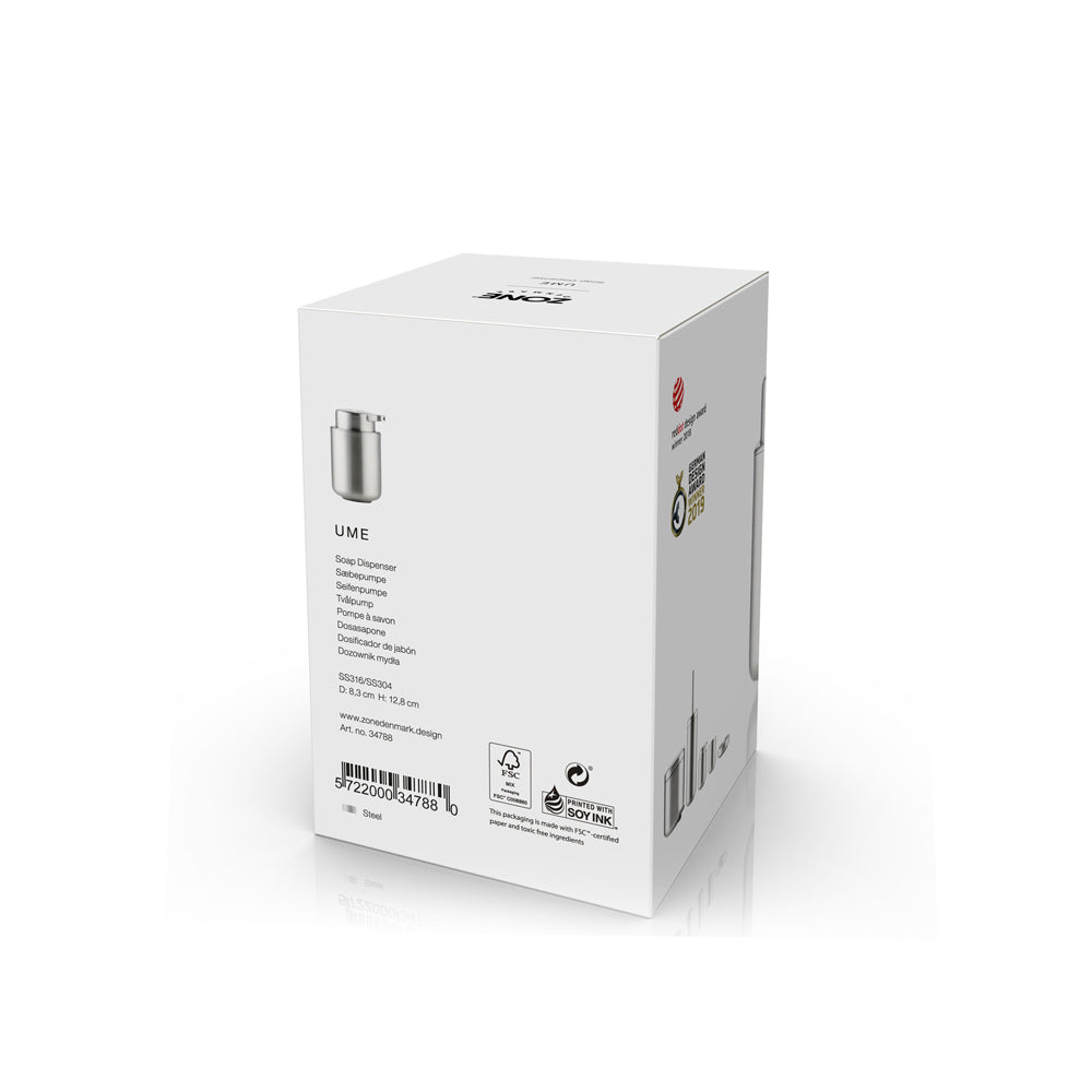 Ume Stainless Steel Soap Dispenser - Matte Steel