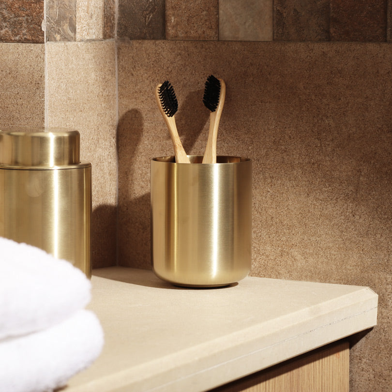 Ume Stainless Steel Toothbrush Tumbler - Matte Brass