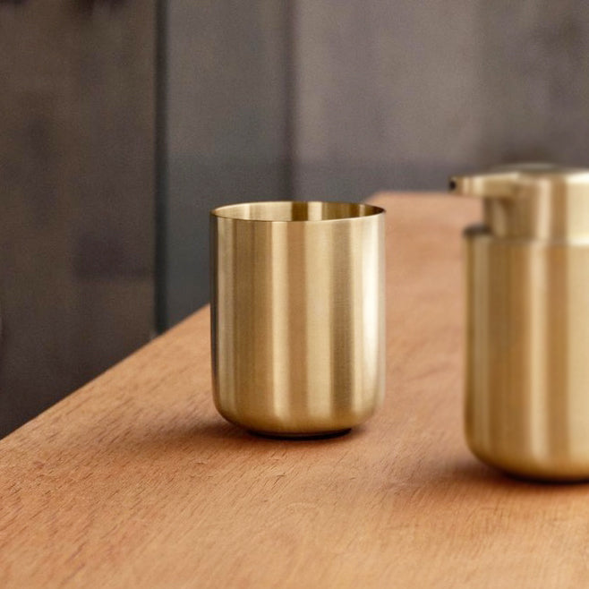Ume Stainless Steel Toothbrush Tumbler - Matte Brass