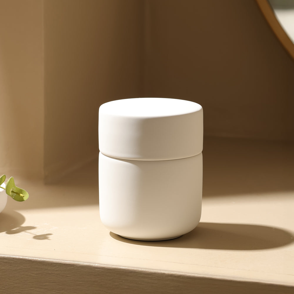 Ume Jar with Lid - White