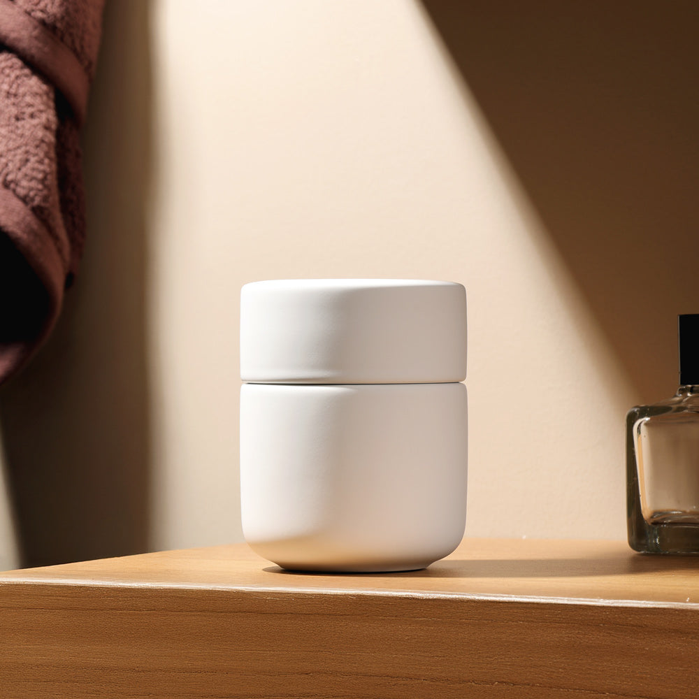 Ume Jar with Lid - White