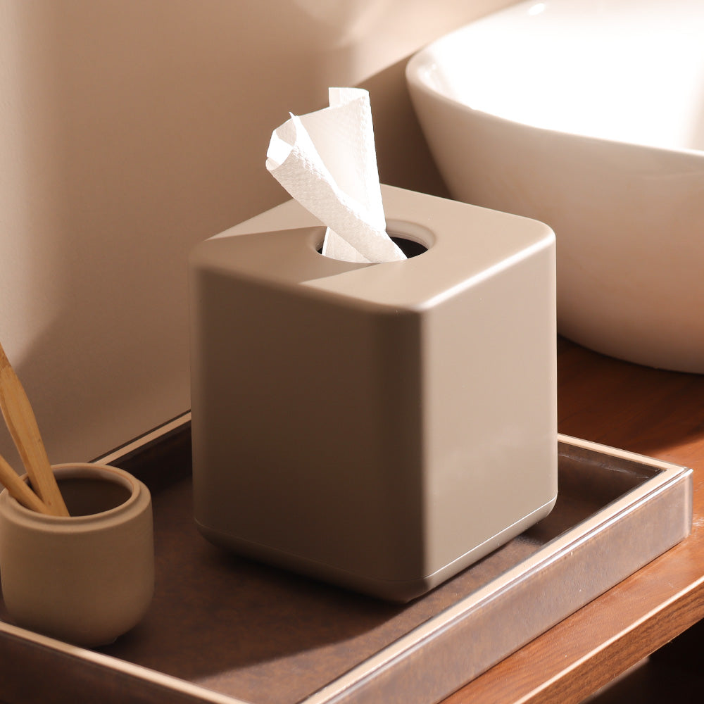 Ume Square Tissue Box Holder - Taupe