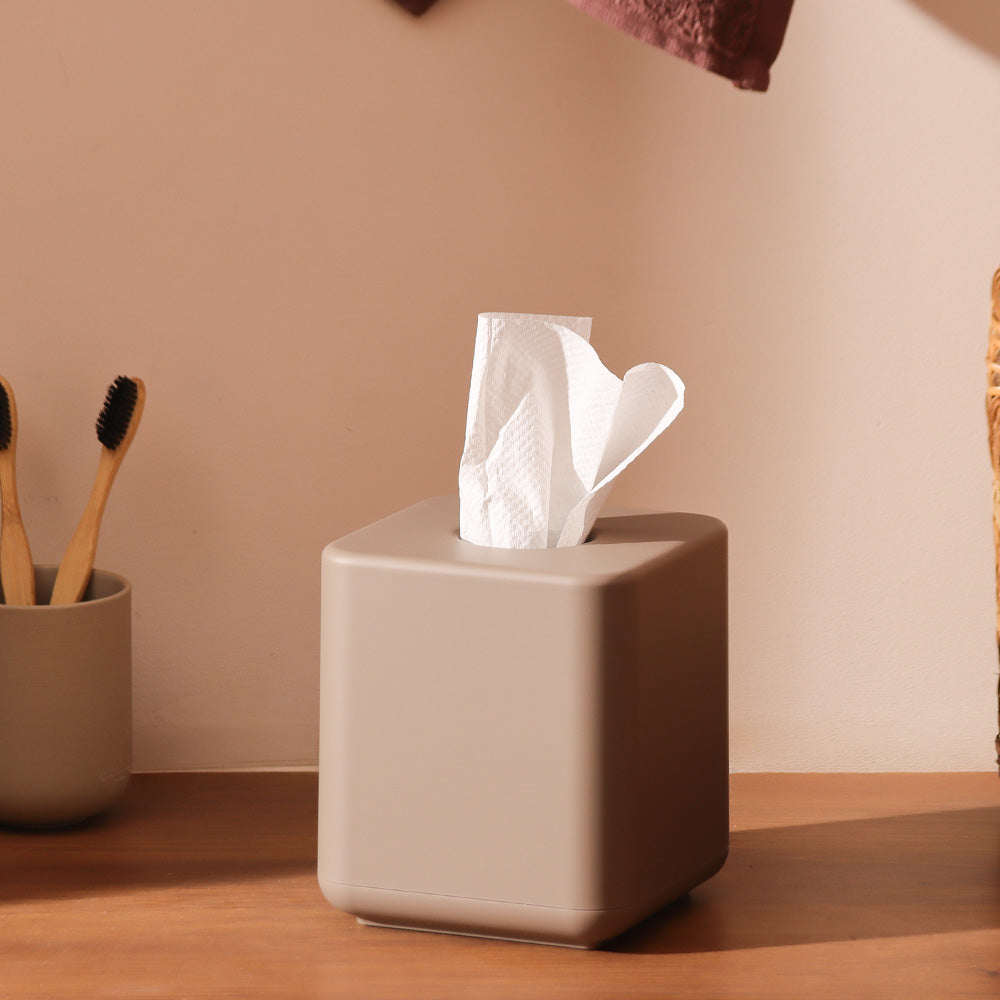 Ume Square Tissue Box Holder - Taupe