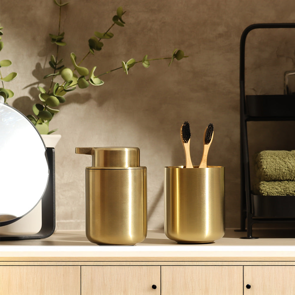 Ume Stainless Steel Toothbrush Tumbler - Matte Brass