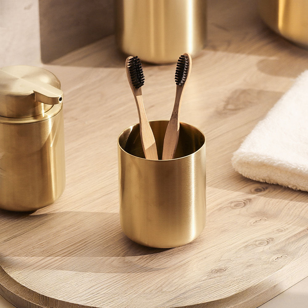 Ume Stainless Steel Toothbrush Tumbler - Matte Brass