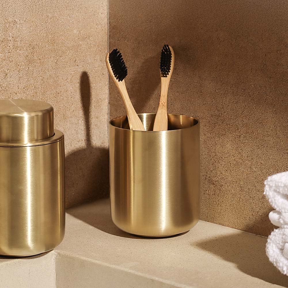 Ume Stainless Steel Toothbrush Tumbler - Matte Brass