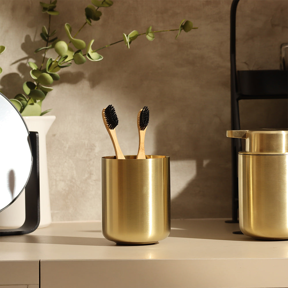 Ume Stainless Steel Toothbrush Tumbler - Matte Brass