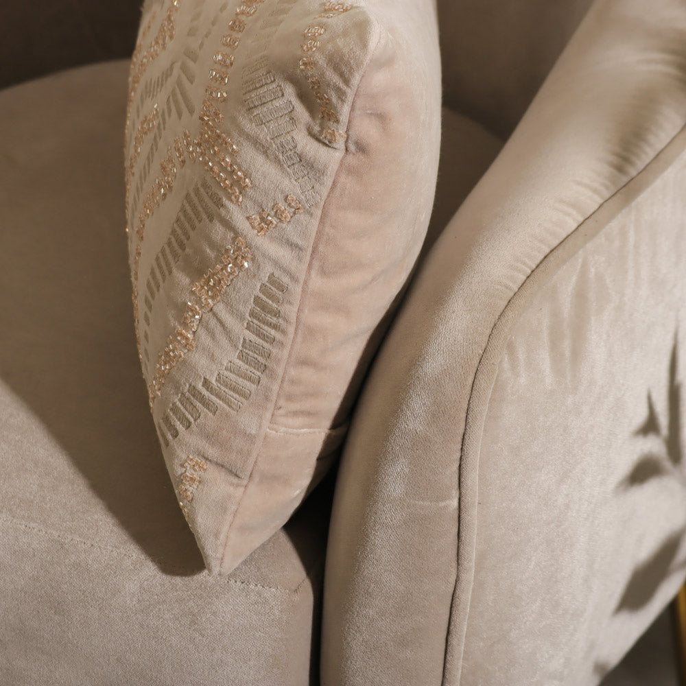 Vale Velvet Embroidered Rectangular Cushion Cover 50x30cm - Mink