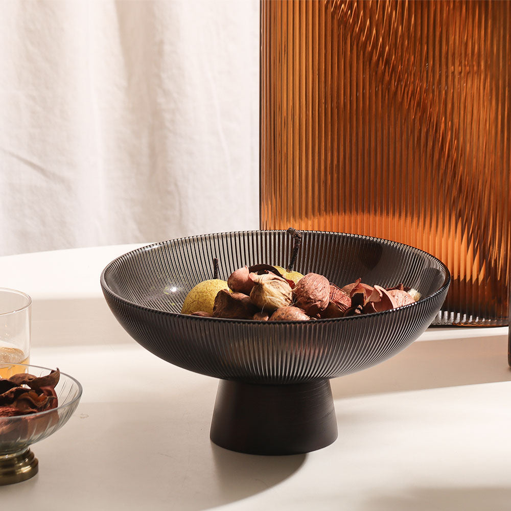 Varka Elevated Glass Bowl - Forest Wine