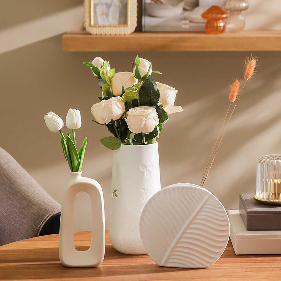 Ceramic Hollow Vase Tall - White
