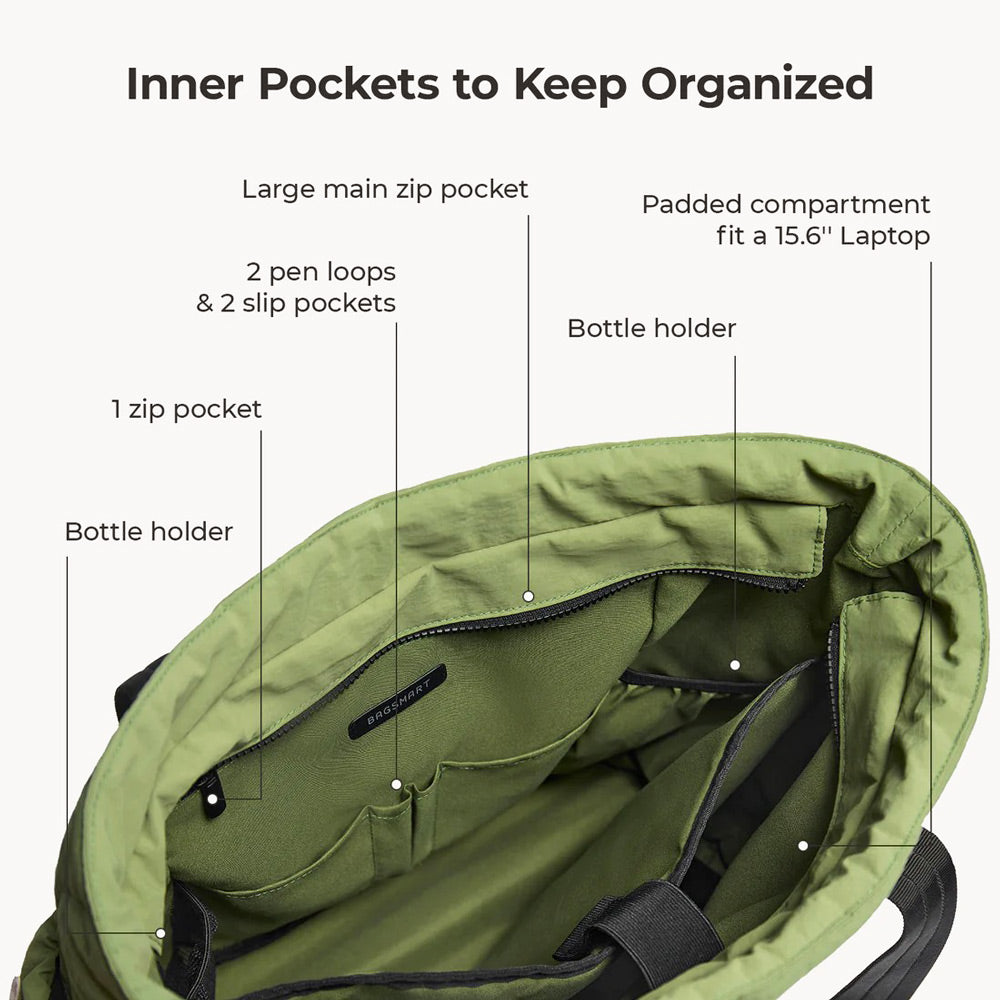 Paz Laptop Tote Bag 23L - Moss Green