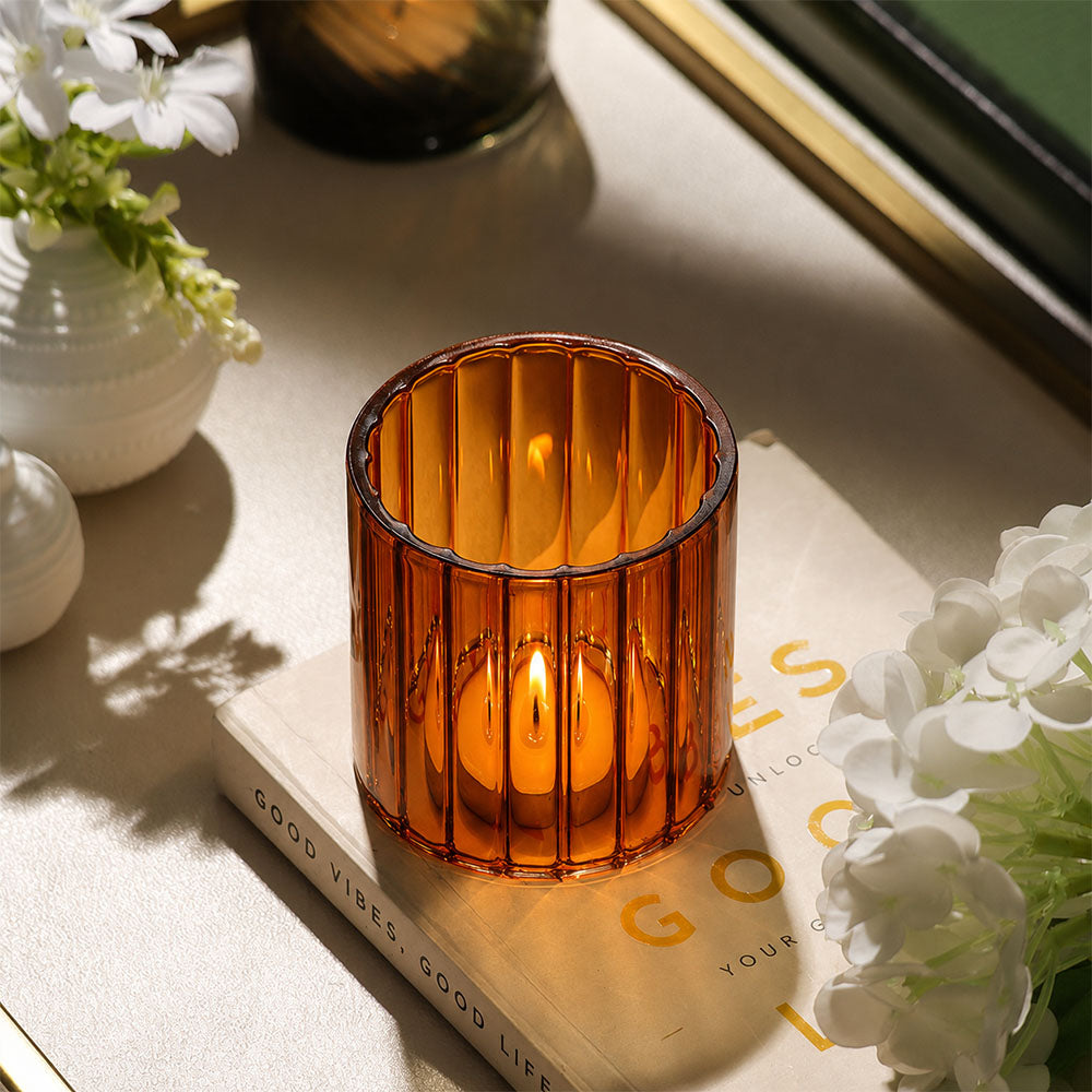 Velar Glass Hurricane Small - Amber