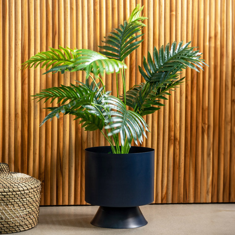 Vera Round Metal Planter Medium - Ink Blue