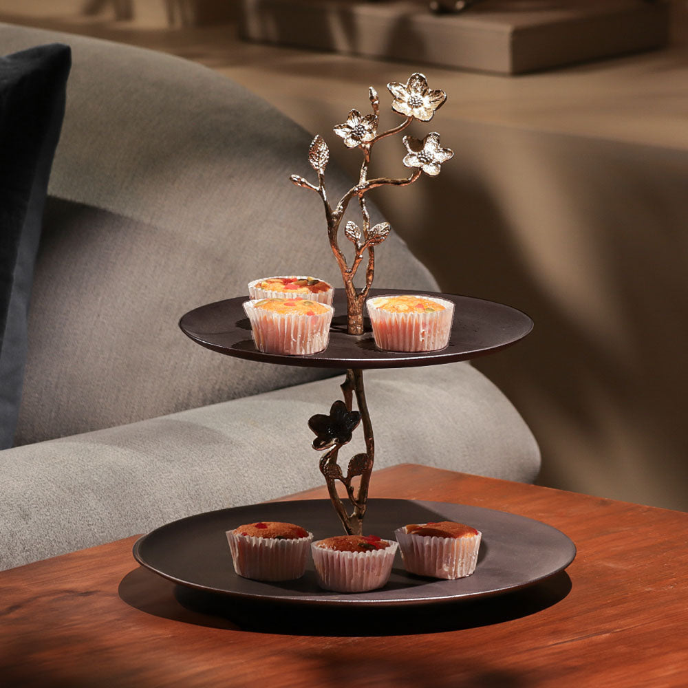 Vera 2-Tier Serving Stand - Dark Cherry