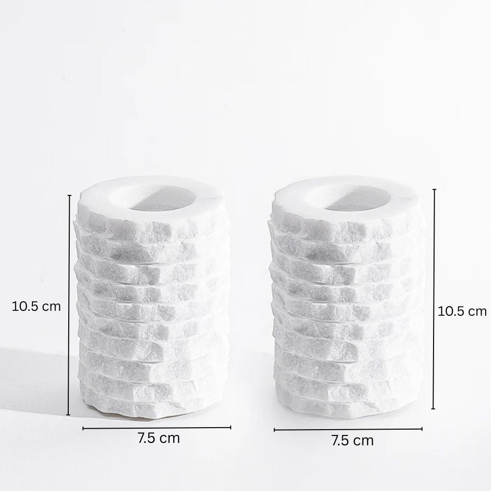 Verona Marble Tealight Stands, Set of 2 - White