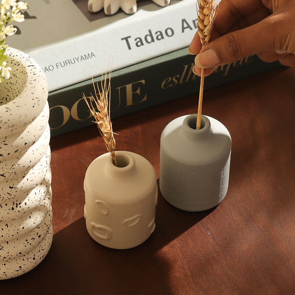 Versa Concrete Vases Mini, Set of 2 - Taupe Grey