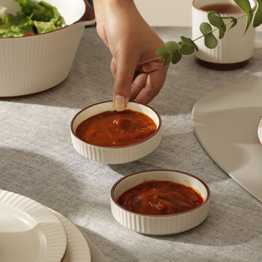 Vesper Dip Bowls, Set of 2 - Cream Brown