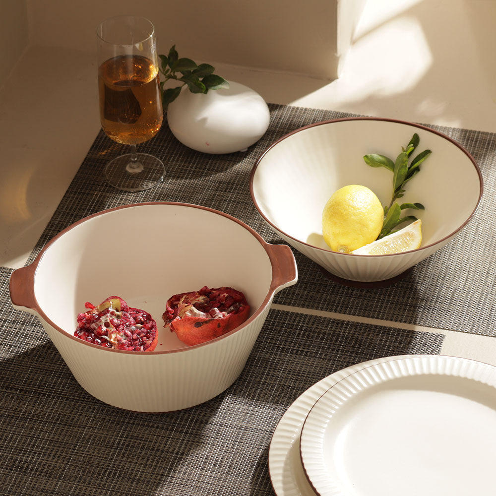 Vesper Serving Bowl - Cream Brown