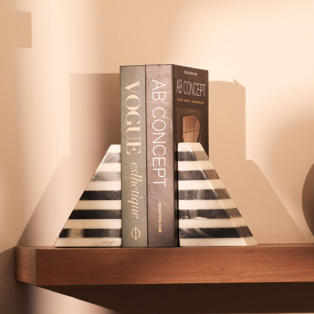 Vesta Marble Bookends, Set of 2 - Grey White