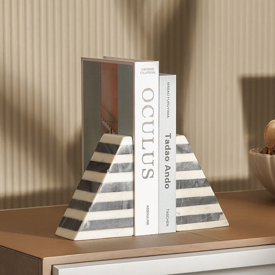 Vesta Marble Bookends, Set of 2 - Grey White