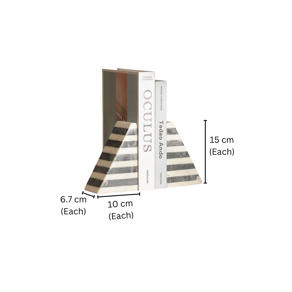 Vesta Marble Bookends, Set of 2 - Grey White