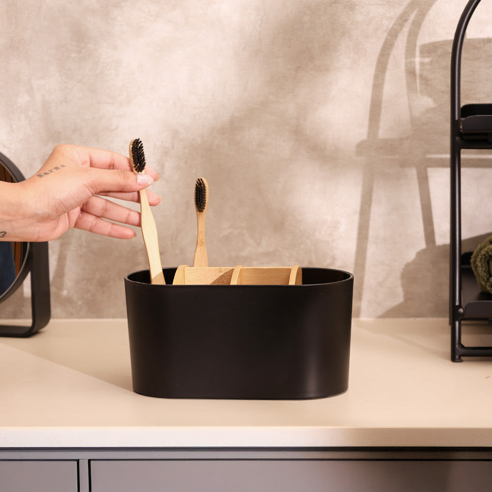 Veta Multi-compartment Organiser - Black Natural