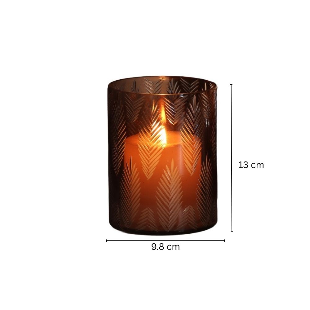 Vine 2-Piece Glass Hurricanes Gift Set - Mocha